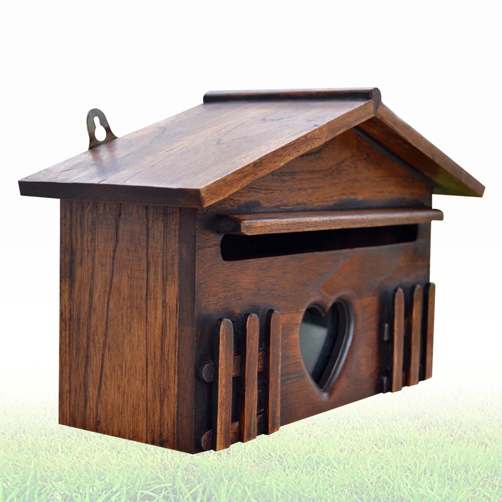 Wooden Mailbox Outdoor Waterproof Suggestion Box Letter Envelopes Post Box for Home School Office Company 10 x Exterior house
