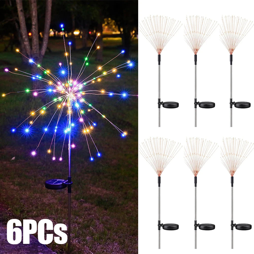 NEW 8PCS Set 200 LED Solar Firework Light Waterproof Outdoor 8 Lighting Modes Fairy String Light Christmas Lawn Lamp Garden Decoration