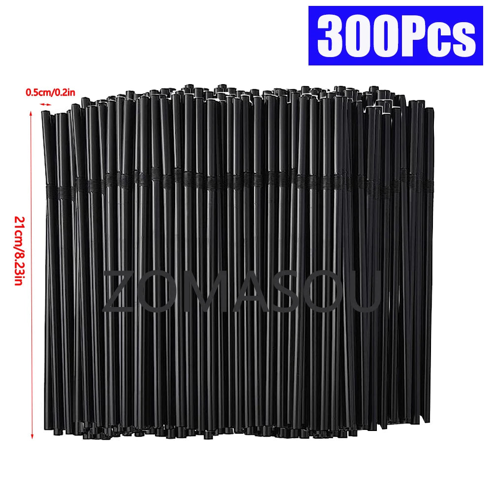 3000 PCS Set Multicolor Black Drinking Straws Cocktail Cola Bar Party Wedding Kitchen Beverage Straw Palette for Hotels Restaurants Pub Night Club