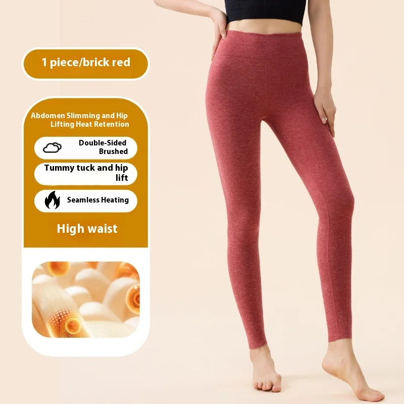 M-5XL Plus Size Chubby Women Thermal Leggings 7A Antibacterial Cashmere Silk Winter High Waist Elastic Pantyhose Warm Pants Outdoor Running Hiking Fitness Women Sports Clothing Supplies