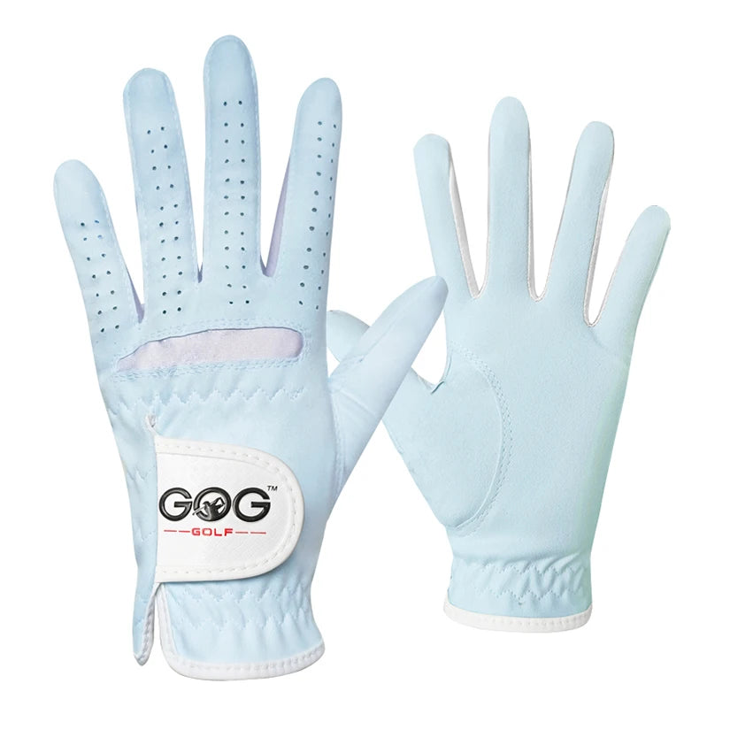 Golf Gloves for Women Lady Girl Professional 1 Pair Pink Blue 2 Colors Fabric Sports Golf Game Ball Tennis Baseball Gift 1Pair