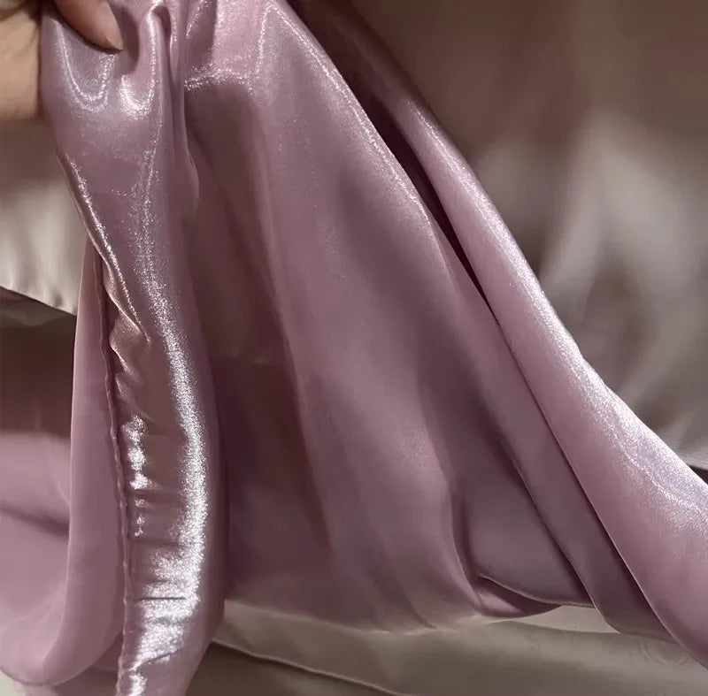 NEW 5M 10 Colors Luxury White Smooth Satin Water Gloss Liquid Organza Fabric sewn Evening Dress Shirt Micro Transparent Fabric