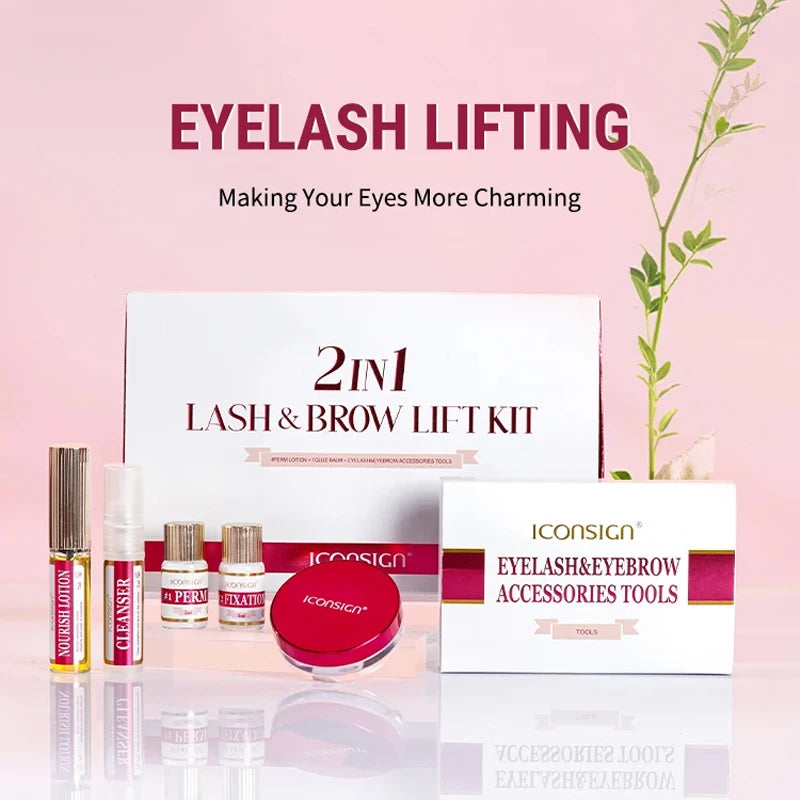 4 IN1 Set Lash Lift and Tint Kit Eyelash Lifting Brow Tint Dye Eyes Makeup Tools Patch With Glue Balm Coffee Black