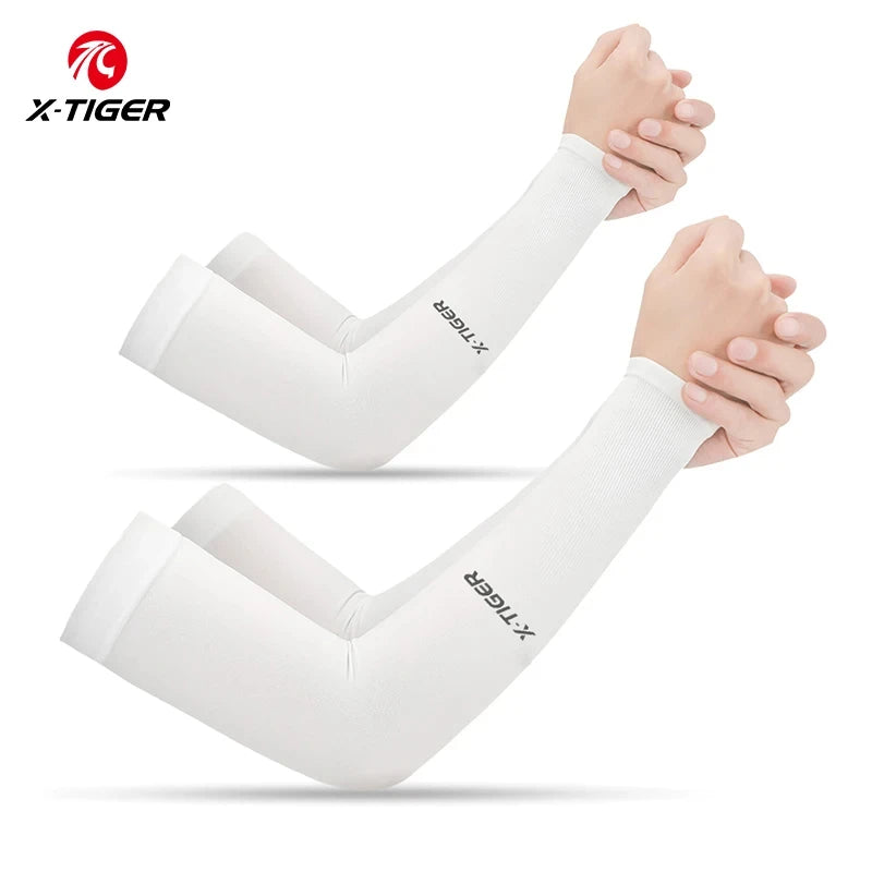 NEW Arrivals 2 Pair Set Cycling Outdoor Running Fitness Gym  Arm Sleeves Ice Fabric  Anti-UV Sunscreen Running Cycling Sleeve Arm Warmers Women Men Sports Accessories Supplies