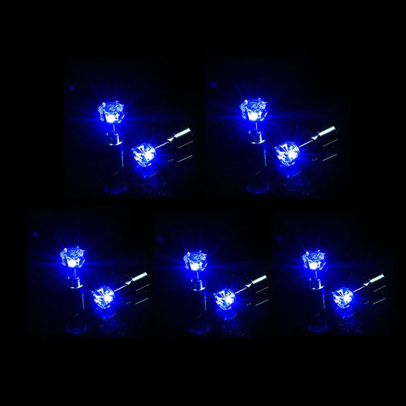 2/5 Pair LED Earring Rave Festival Party Bar Night Club Glowing Earring + Hair Ties Girl Women Ear Accessories Light Up Bling Ear Stud Gogo Dance Fashion Jewelry Accessory Sets