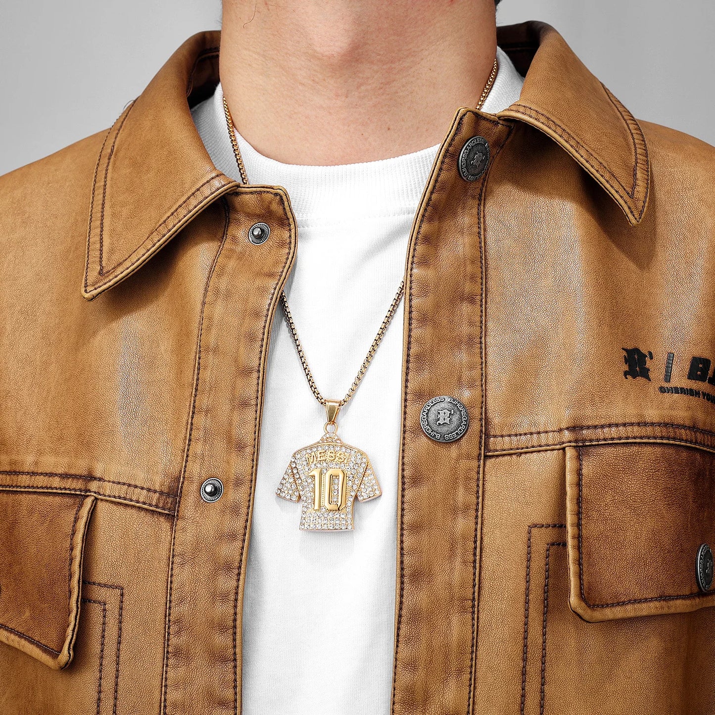 Messi Cristiano Ronaldo Neymar Mbappé Haaland Football Jersey Man Necklaces + Chain Stainless Steel Pendant Chain Jewelry Gifts