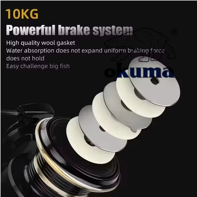 Original OKMUA Spinning Fishing Reel 2000 - 7000 Series Ultralight Max Drag 10kg 5.2:1 Surfcasting Spinning Reel Saltwater Jigging Reels Fishing Accessories