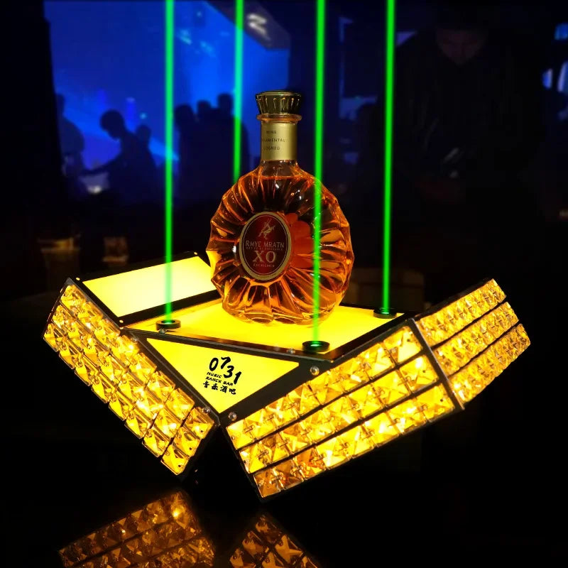 Bar Night Club Laser Metal Castle LED Light Base Whisky Wine Champagne Display Luxury Carrier Holder Bottle Presenter Glorifiers Home Bars Pubs Restaurants Hotels Barware Supplies