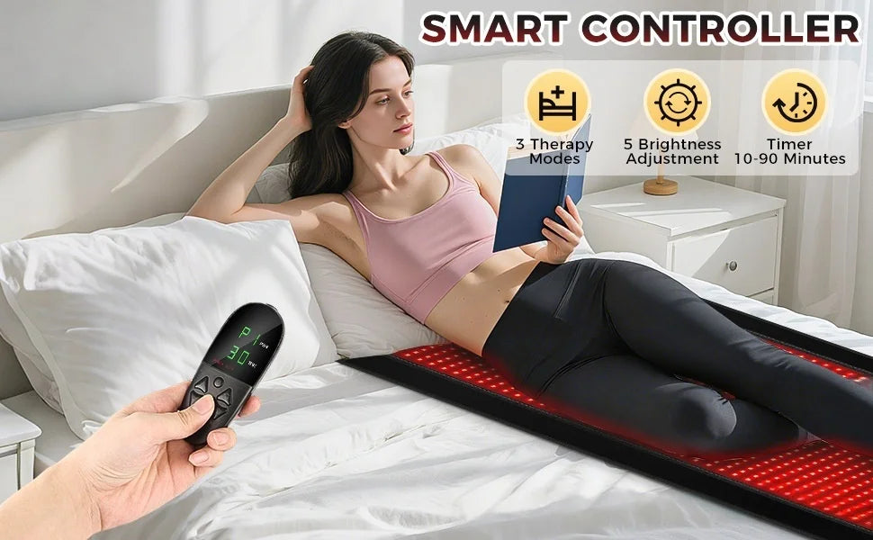 HOT SALE 325/1370/2570pcs LED's Red Light Therapy with Remote Control Infrared Mat 660nm 850nm Red Light Blanket Pad Phototherapy Waist Heating Body Pain Relief Full Body Healing Muscles Back Legs Treatment Machine Health Car