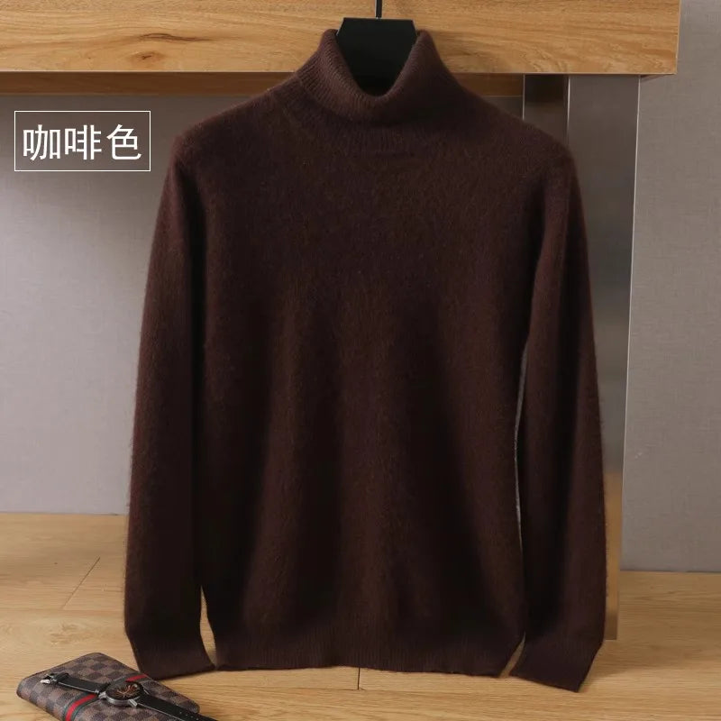 S-3XL Plus Size 5 Colors Women's Men's 100% Pure Mink Cashmere Sweater High Lapels Pullovers Knitted Winter New Tops Long Sleeve High-End Jumpers