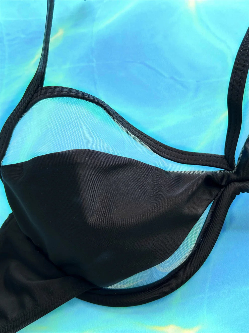 NEW Arrivals UK Size Transparent Bikini Black Gothic Swimsuit Push Up Backless String Hollow Out Micro Brazilian Tanga Swimwear Women Beach Outfit Bathing Suit