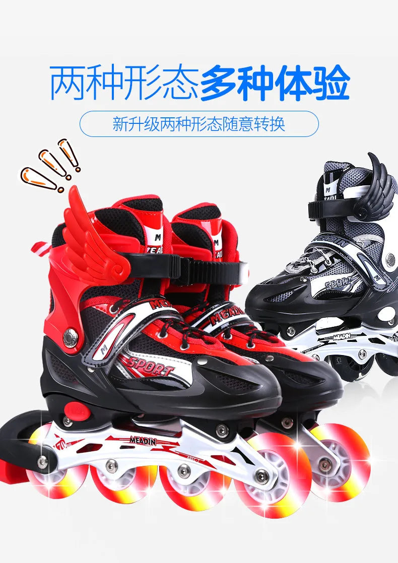 Rolling Skates Adjustable Skates Full Set of Flashing in-line Outdoor Practice Roller Skates