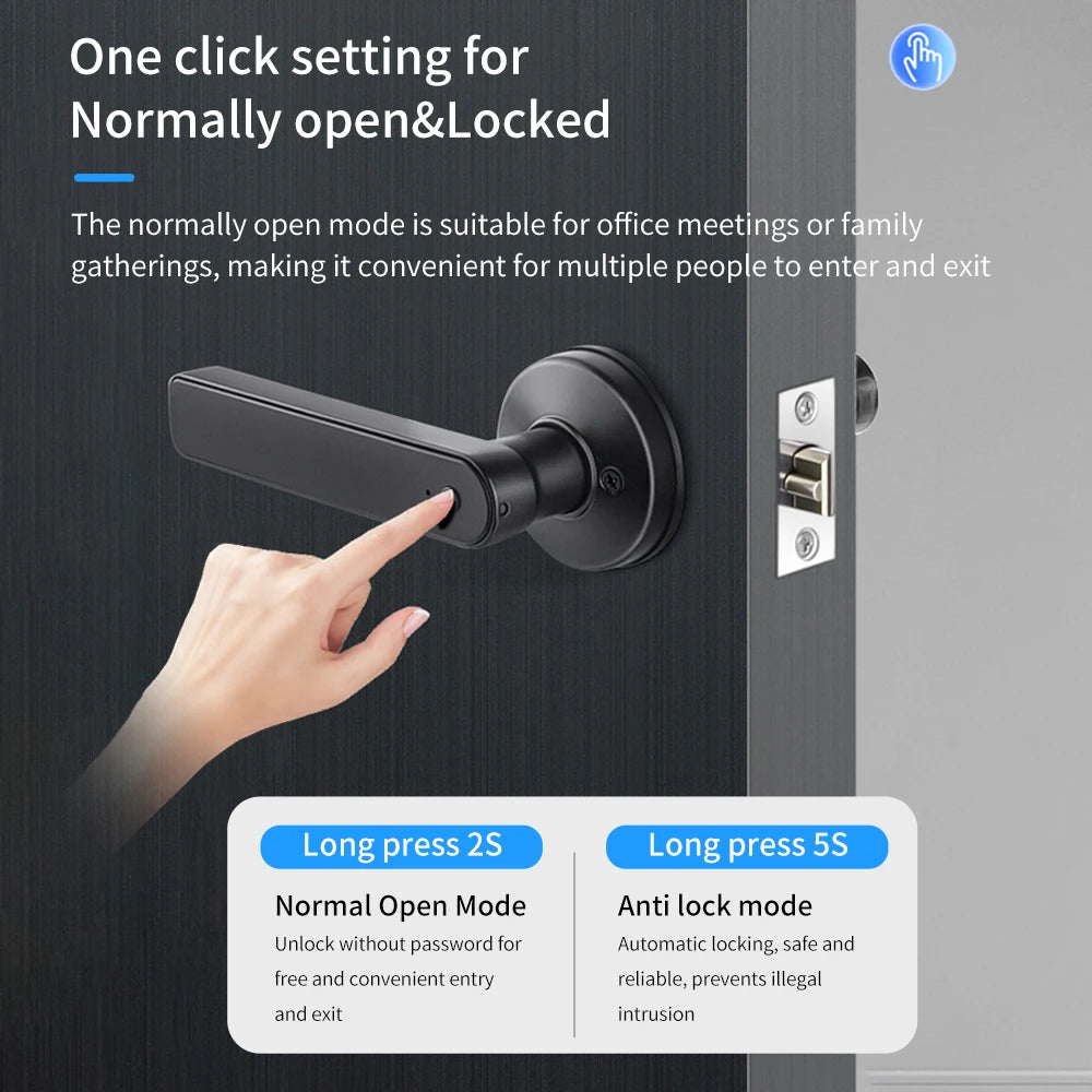 M-5 TUYA RFID APP Control BLE Fingerprint Identification Door Lock Smart Digital Electronic Lock with Password/Key/IC Card(Optional)/ Smart Life/ TUYA APP Unlock Home Office Security Supplies