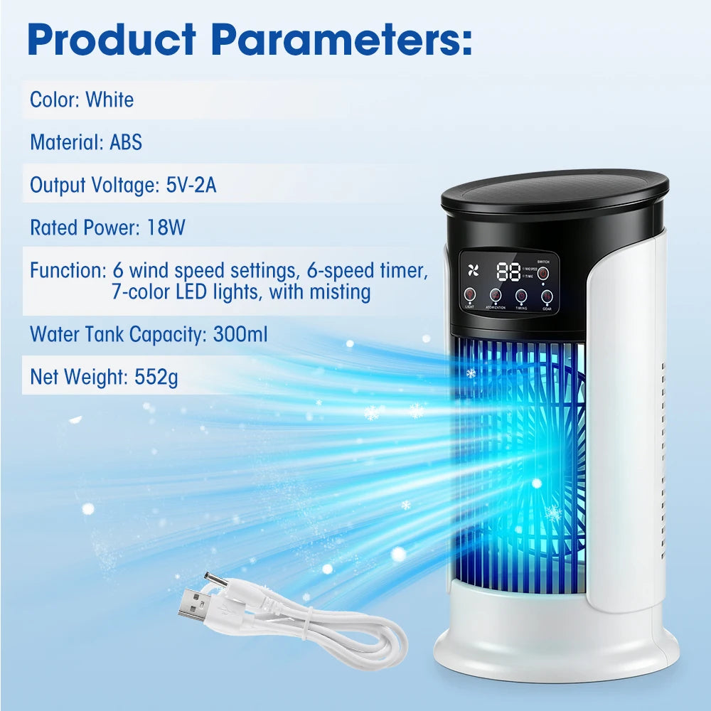 Air Conditioner Fan New Cooling Fan Home Desktop Office Humidification Refrigeration USB Timing Silent Cooling Fan