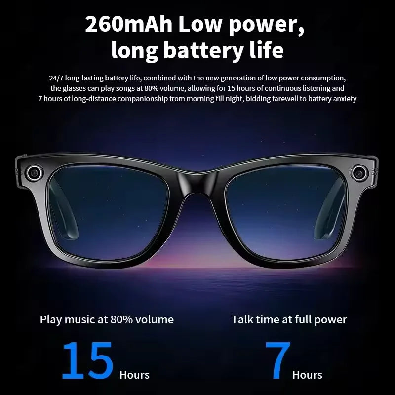 NEW AI Smart Glasses with 8MP Camera Video Recording 100+ Languages Translation Sunglasses Bluetooth Call Music Play Men Women Smart Sunglasses