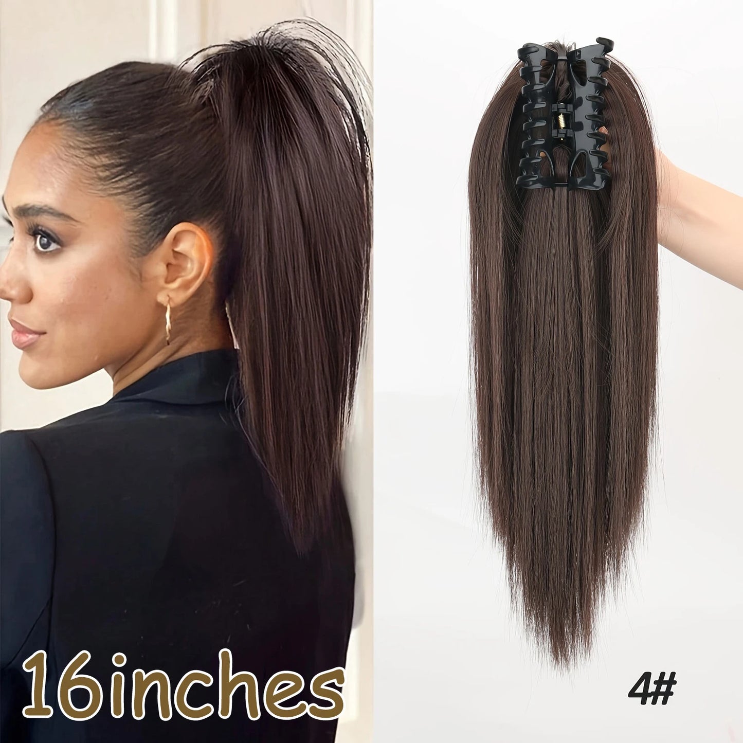 NEW  Synthetic Long Straight Wrap Around Clip In Ponytail Hair Extension Can Be Permed Heat Resistant Pony Tail Fake Hair
