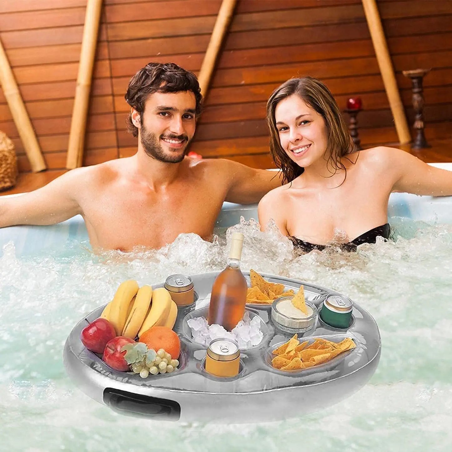 NEW Arrivals 1PCS PVC Inflatable Beverage Holder Cup Holder Porous Cup Cushion Fruit Red Wine Mobile Phone Water Inflatable Ice Bed Swimming Pool Beach Party Accessories