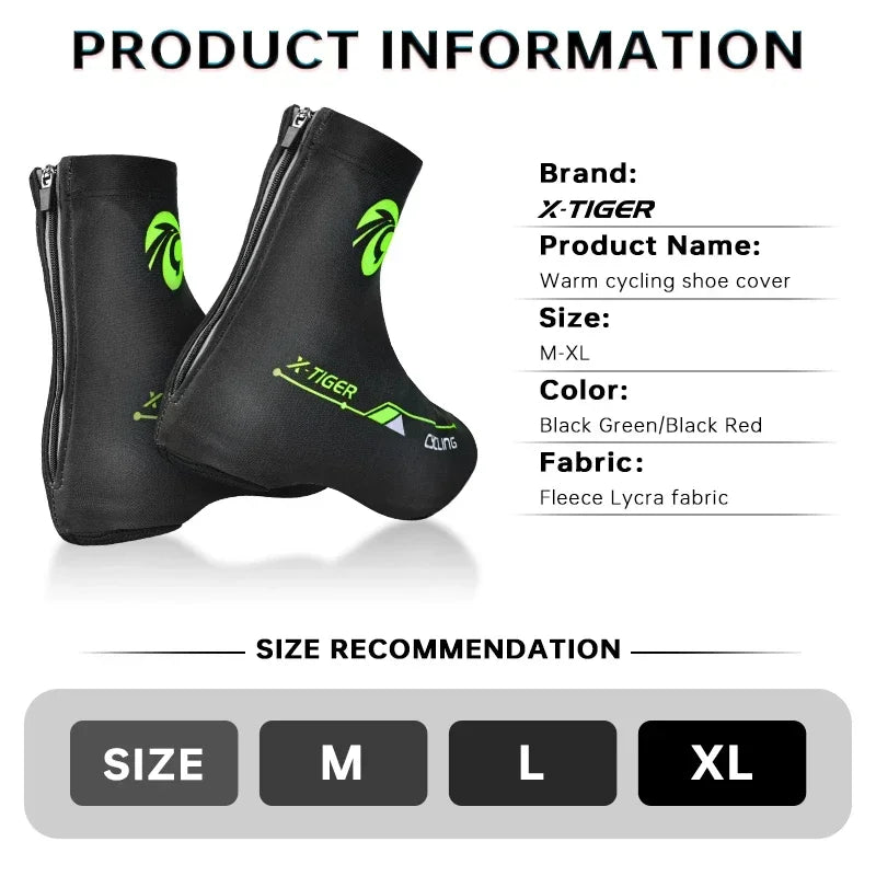 Original X-TIGER Cycling Sport Shoe Cover Winter Boot Covers Warm Thermal Windproof Overshoes MTB Bicycle Riding Racing Shoes Protector Women Men Sports Apparel Accessories