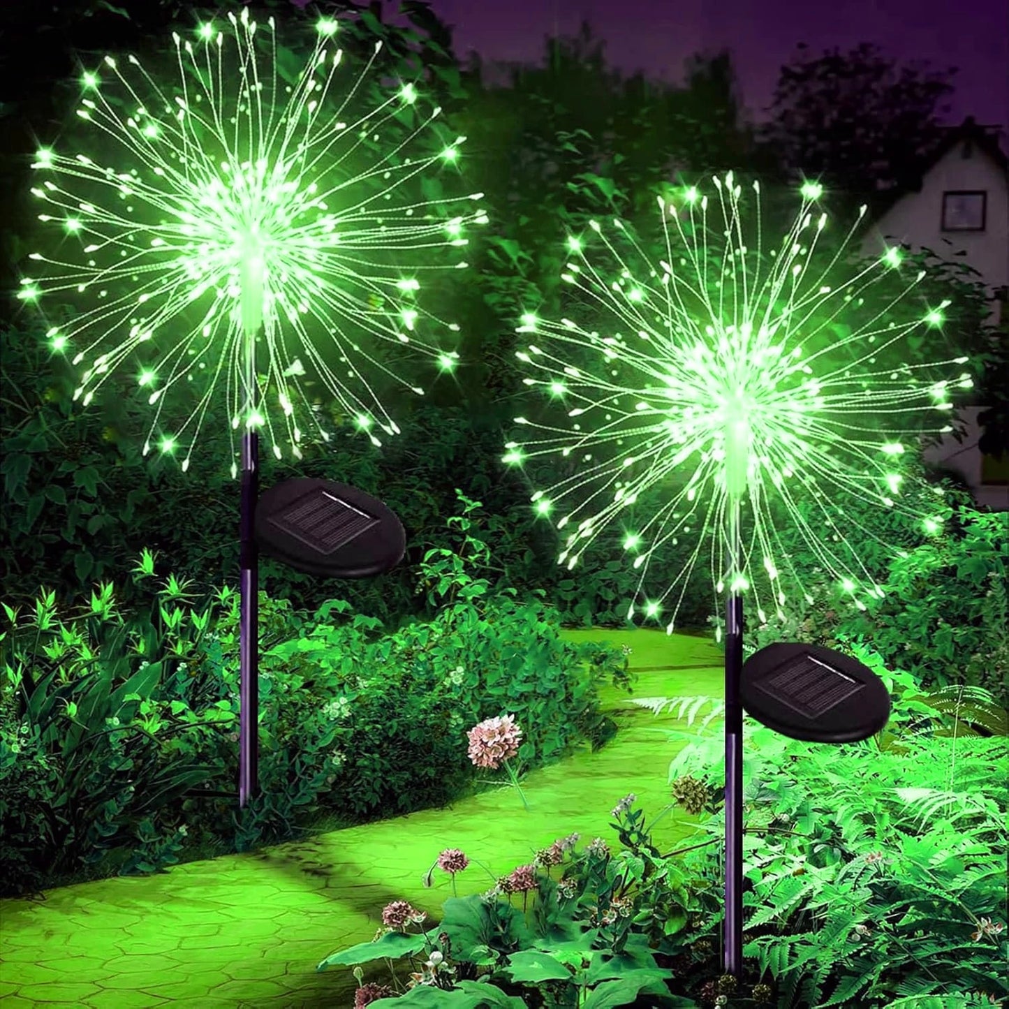 2 PCS Set 420 LEDS Solar Lights for Outdoor Garden Dandelion Lighting Stake Solar Firework Light for Christmas Halloween Lawn Decor
