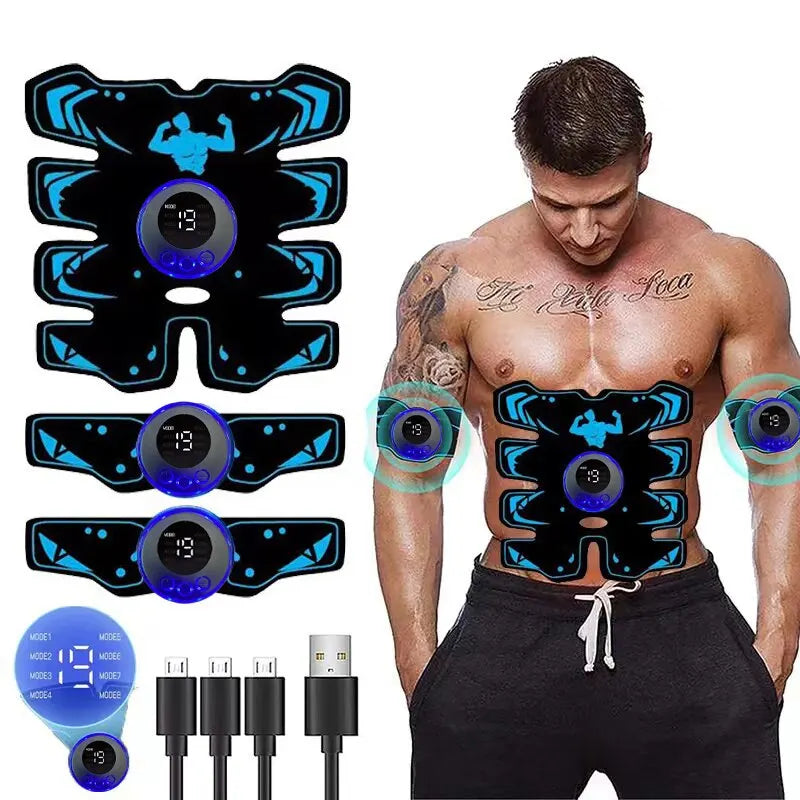 USB Rechargable EMS Muscle Stimulator ABS Arm 3 IN 1 Trainer Pad Wireless Smart Fitness Abdominal Training Electric Body Slim