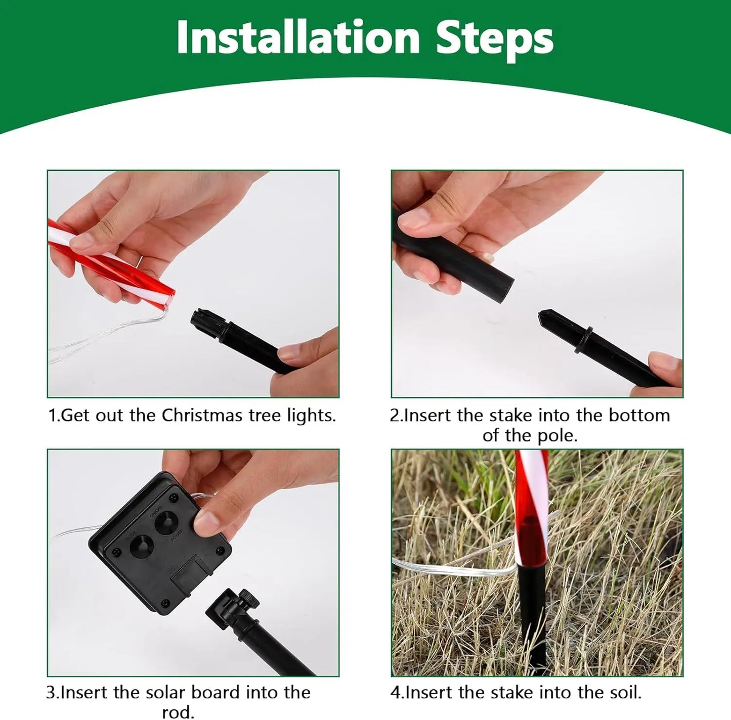 5-10 PCS Set Waterproof Christmas Path Lights Candy Cane Themed LED Tree Walkway Decor for Outdoor Holiday Landscape Lighting