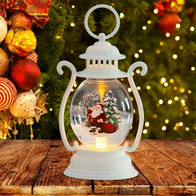 Christmas Lantern LED Lighted Snowman Lamp with Santa Claus Decorative Hanging Lanterns Christmas Snow Globes Gifts Decoration