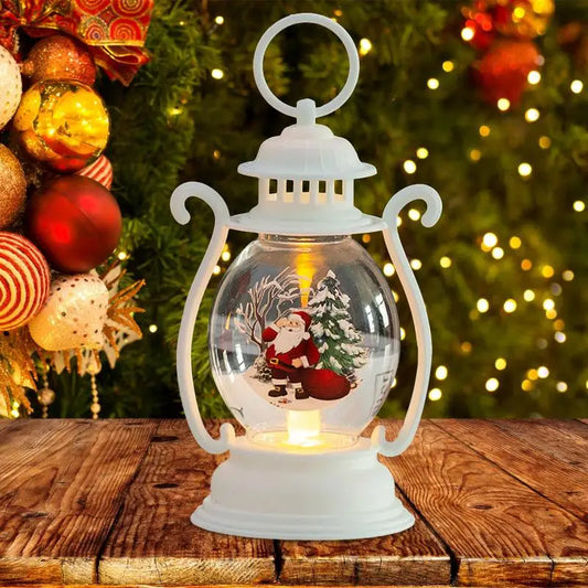 Christmas Lantern LED Lighted Snowman Lamp with Santa Claus Decorative Hanging Lanterns Christmas Snow Globes Gifts Decoration