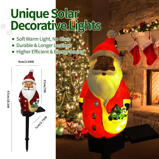 2PCS  Christmas Pathway LED Solar Lights Outdoor Waterproof Lawn Stake Lamp for Garden Decoration Yard Home Holiday Santa Claus