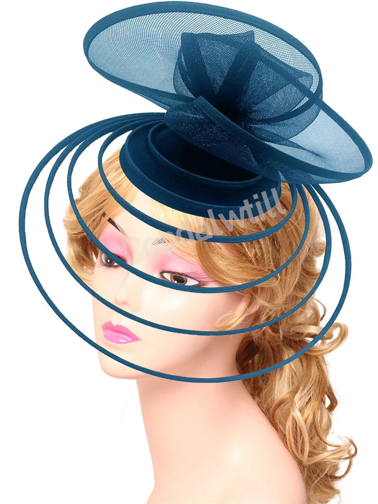 18 Colors Luxury Evening Wedding Tea Cocktail Party Mesh Fascinator Wedding Hat Women Blue Pillbox Cap For Royal Ascot Party Tea Headpiece Bride Wedding Headwear Ladies Apparel Accessories