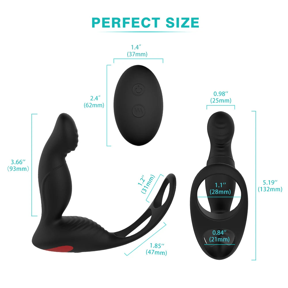 Adult Rechargeable 3-in-1 Remote Control Vibrator: 9 Speeds, Penis Ring, Ball Loop & Waterproof G-spot Stimulation for Men & Women