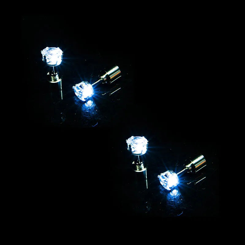 2/5 Pair LED Earring Rave Festival Party Bar Night Club Glowing Earring + Hair Ties Girl Women Ear Accessories Light Up Bling Ear Stud Gogo Dance Fashion Jewelry Accessory Sets