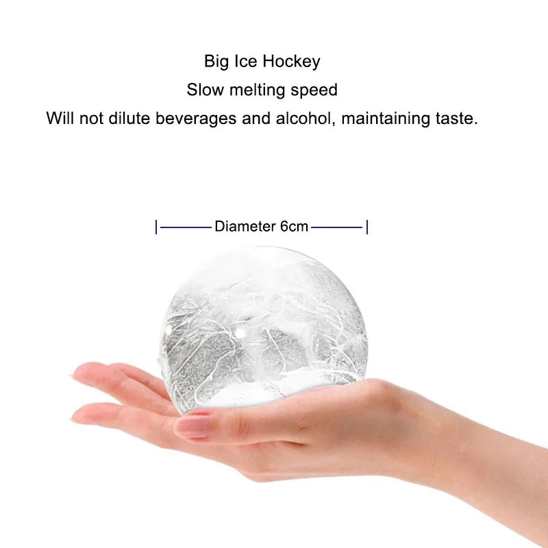 3 PCS Set Whiskey French Cognac Liquor Silicone Round Ice Hockey Mold Maker Large Spherical Ice Cube Grinder Suitable for Bar Home Kitchen Hotels Supplies Drinkware Pubs Barware Tools Set