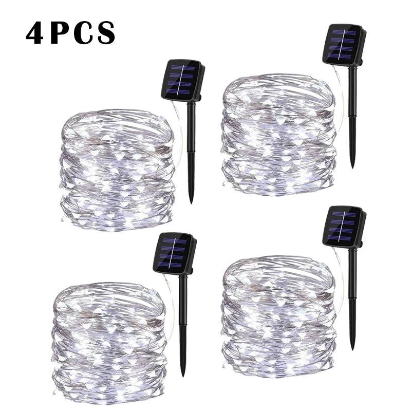 NEW Arrivals LED Solar String Light Outdoor Garden Pathway Courtyard Fairy Lights Led Twinkle Waterproof Lamp Bulbs for Christmas Party Decor 7m/12m/22m/32m/52m/102m Lighting Decoration Supplies