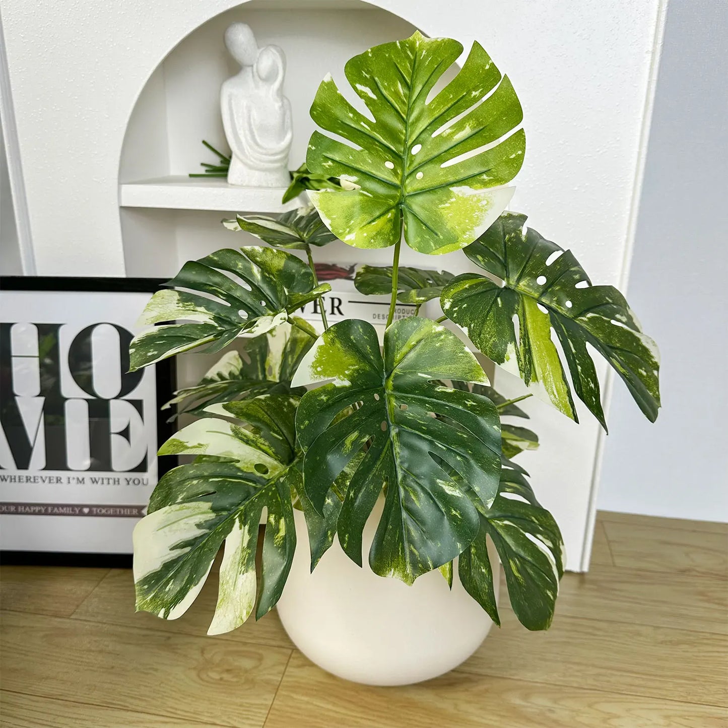 65/100cm Monstera Plant Plastic Leaf Small Fake Plant Potted Ornamental Indoor Artificial Plant for Home Decor Office