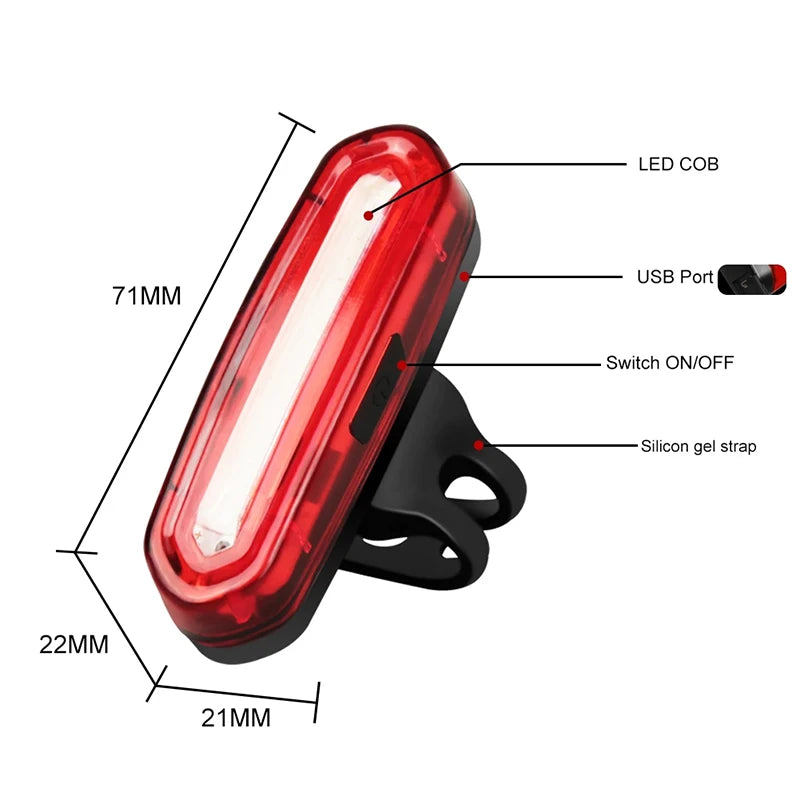 Night Cycling Tail Light Outdoor Highlight USB Charging Single Light Mountain Bike Led Warning Light Tail Bicycle Accessories