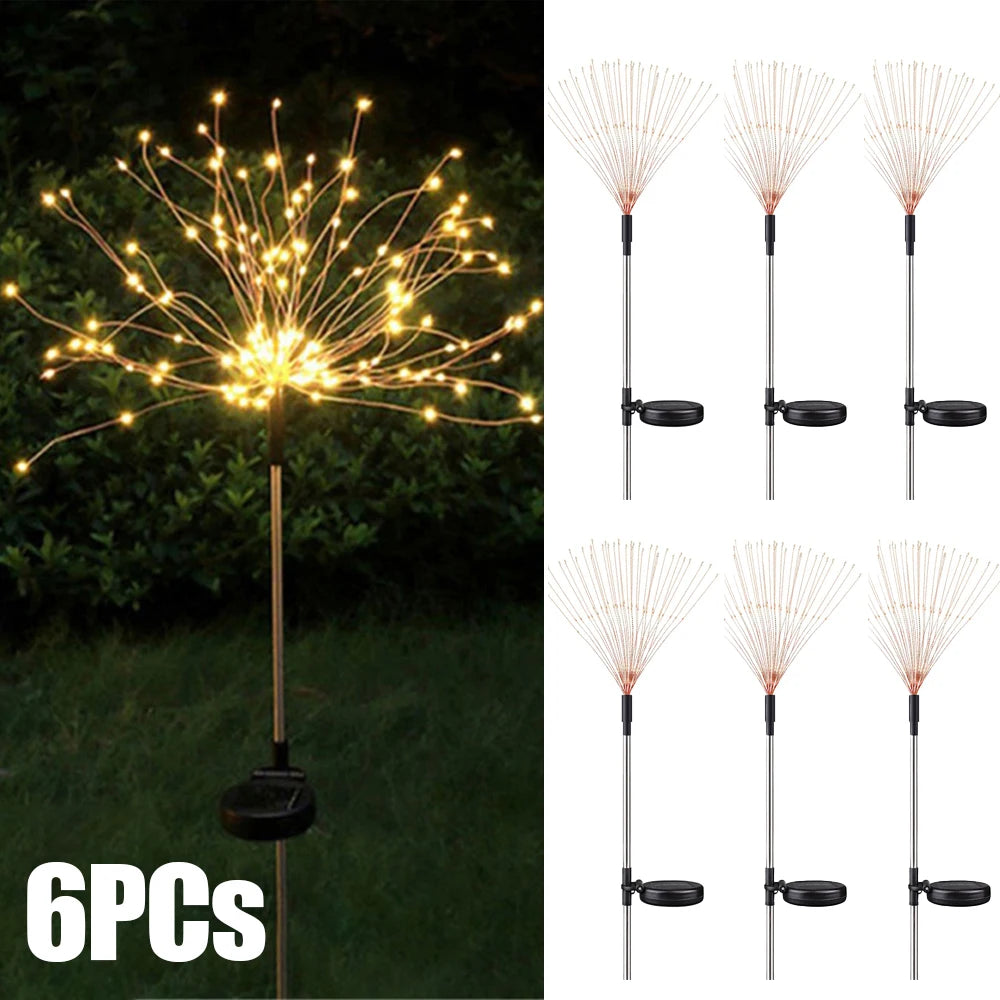 NEW 8PCS Set 200 LED Solar Firework Light Waterproof Outdoor 8 Lighting Modes Fairy String Light Christmas Lawn Lamp Garden Decoration