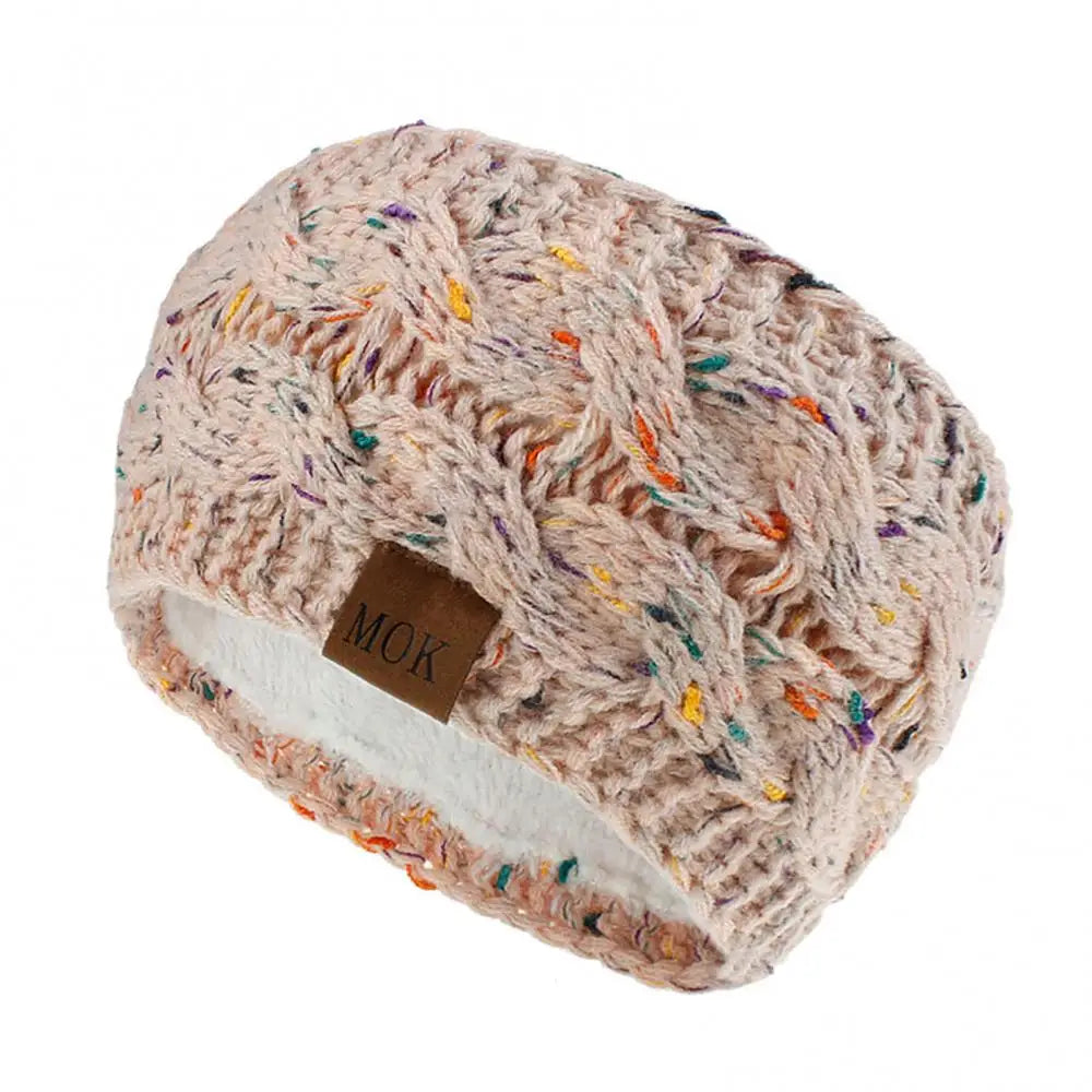NEW Arrivals 12 Colors Winter Thicken Knitting Woolen Yarn Wide Headband For Women Plush Lined Headwrap Turban Hairbands Keep Warm Female Ear Warmers