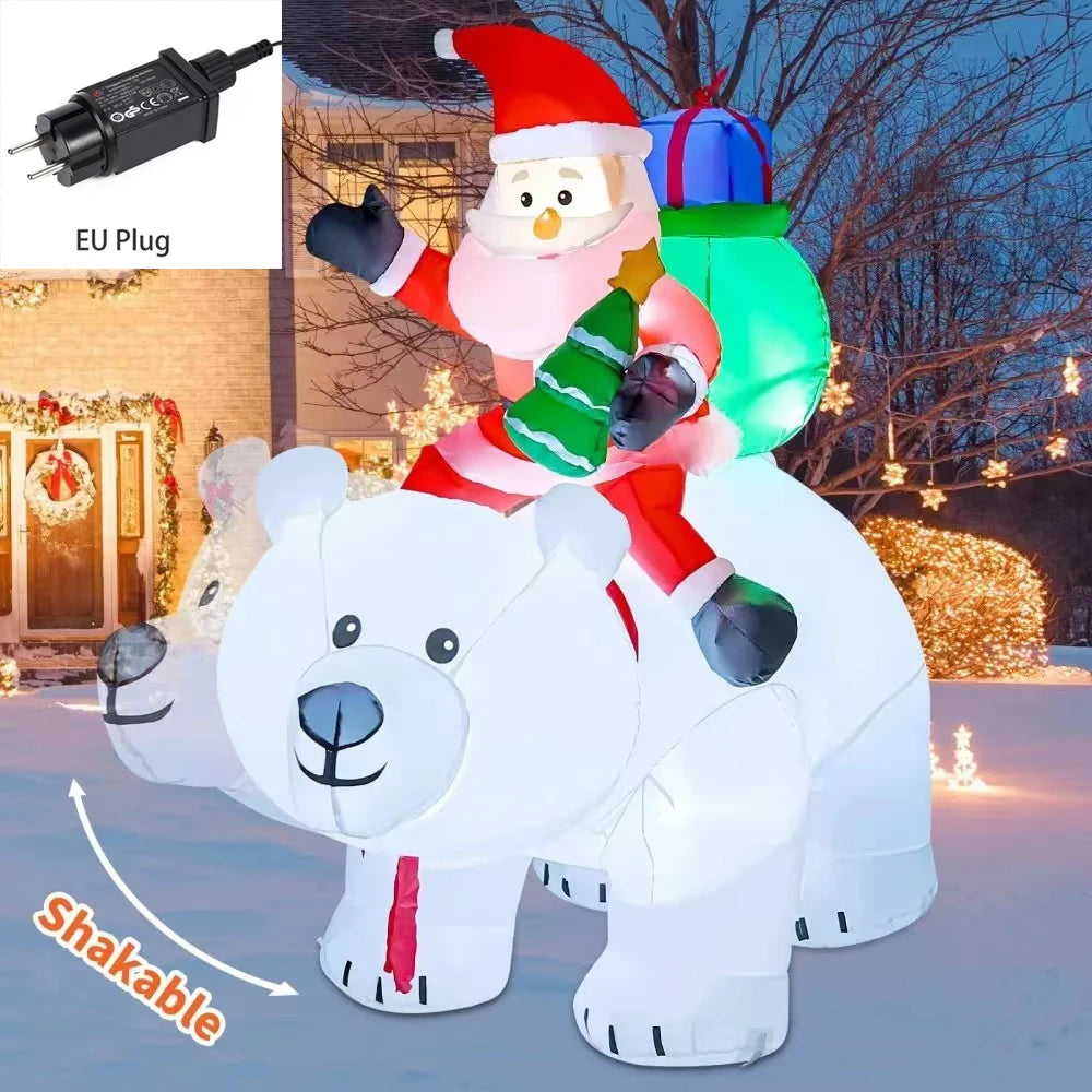 Electronic Christmas Inflatable Decoration Toy Built-in LED Lights Inflatable Model Indoor Outdoor Ornament Xmas Party New Year Garden Decoration