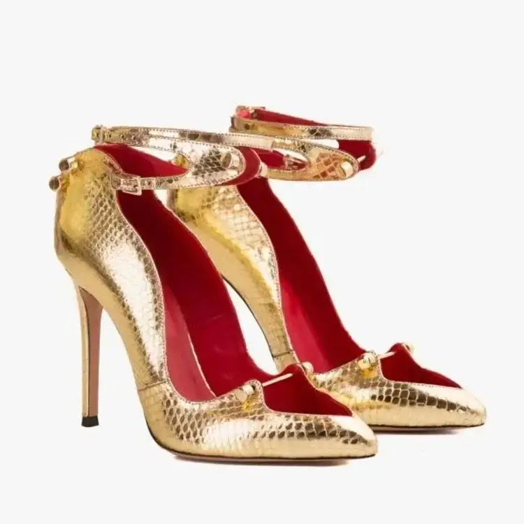 UK Large Size Runway Women Pumps Crystal Metal Decoration Luxury High Heels Sandals For Women Luxury Designer Nightclubs Banquets Female High Heels Shoes