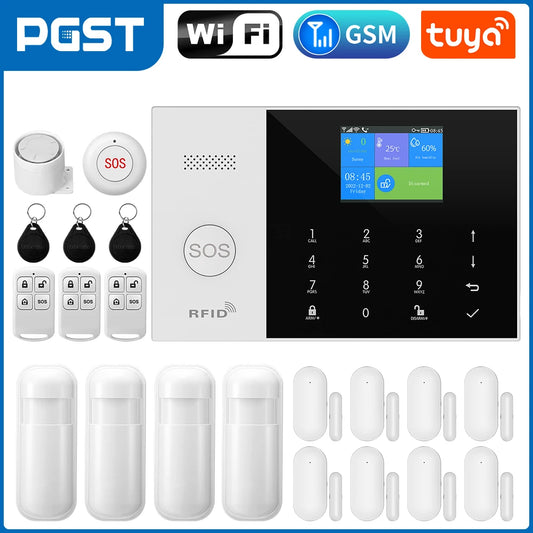 Residential ALEXA -TUYA App Smart GSM WiFi Alarm System for Home Wireless Security Alarm House Smart Life App Control Work