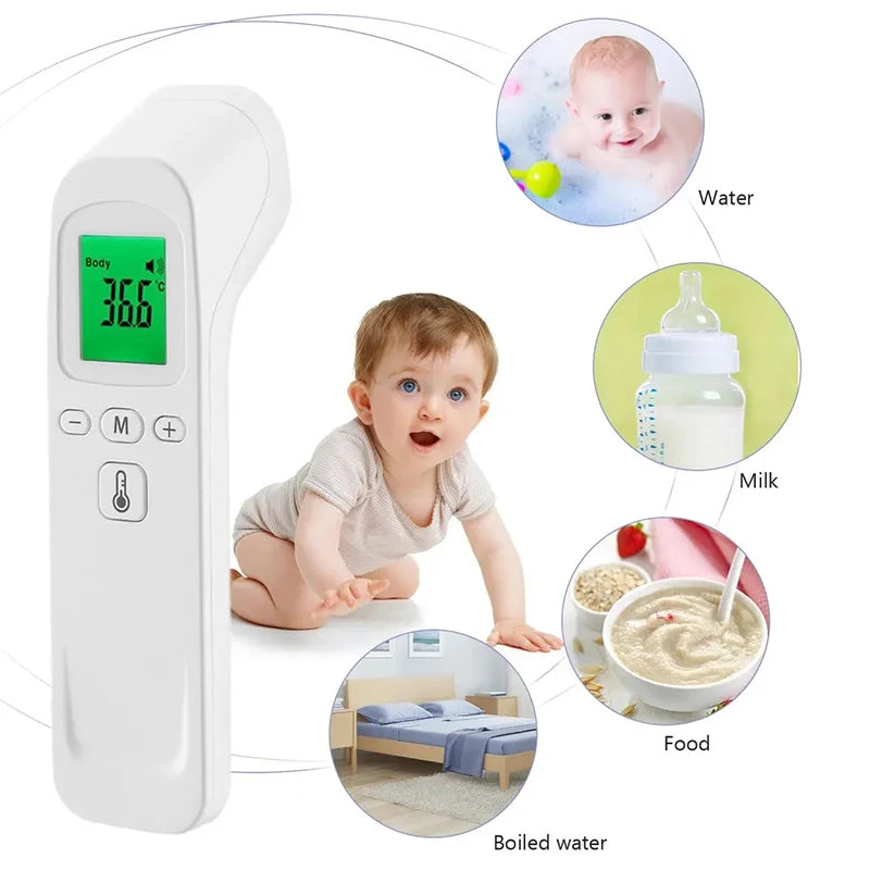 2 PCS Set USB Kids Infant Finger Oximeter Or Non Contact Infrared Forehead Thermometer Digital LCD Fever Detector Heart Rate SpO2 Electronic Monitor Medical Devices Health Care Supplies.
