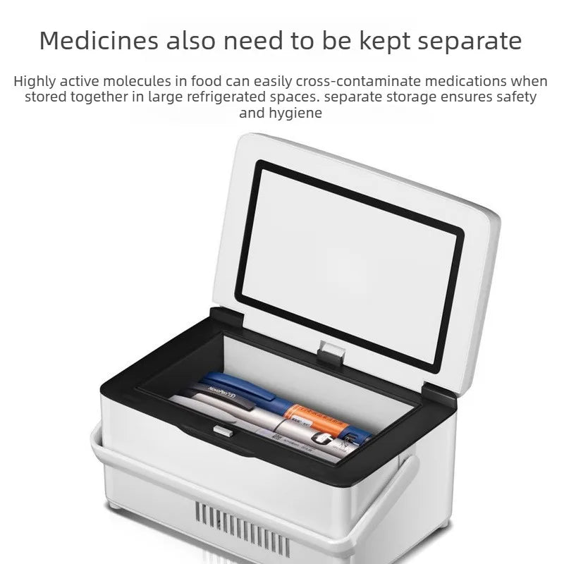Home Outdoor Travel Car Train Airplane Dual Use Insulin Injections Cooler Fridge USB Rechargeable and Plug Portable Constant Temperature Medicine Storage Pills Case Medicines Cooler Refrigerator