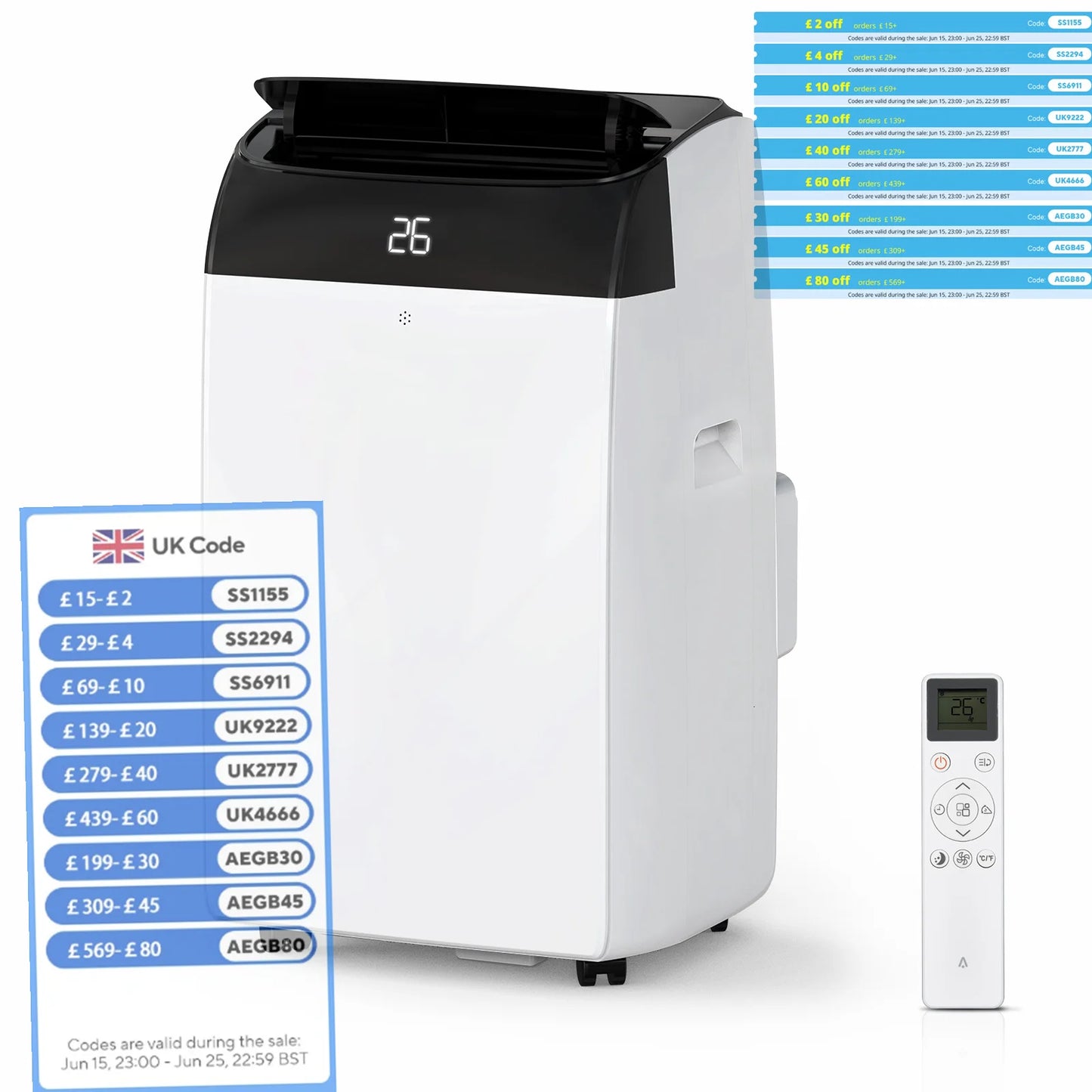 New System Air Conditioner,12000 BTU TURBO Portable Air Conditioner, 4-In-1 Cool/Heating/Fan/Dehumidify Modes With Remote Control, 24 Hours Timer Home Business Shops Air Condition System