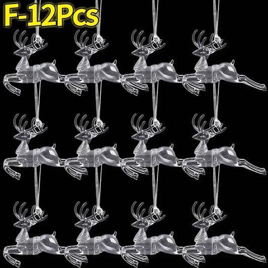 12PCS Set 3 Types Crystal Clear Snowflake Pendants Transparent Christmas Tree Hanging Ornaments Icicle Holiday Winter Party Decorations Wholesale
