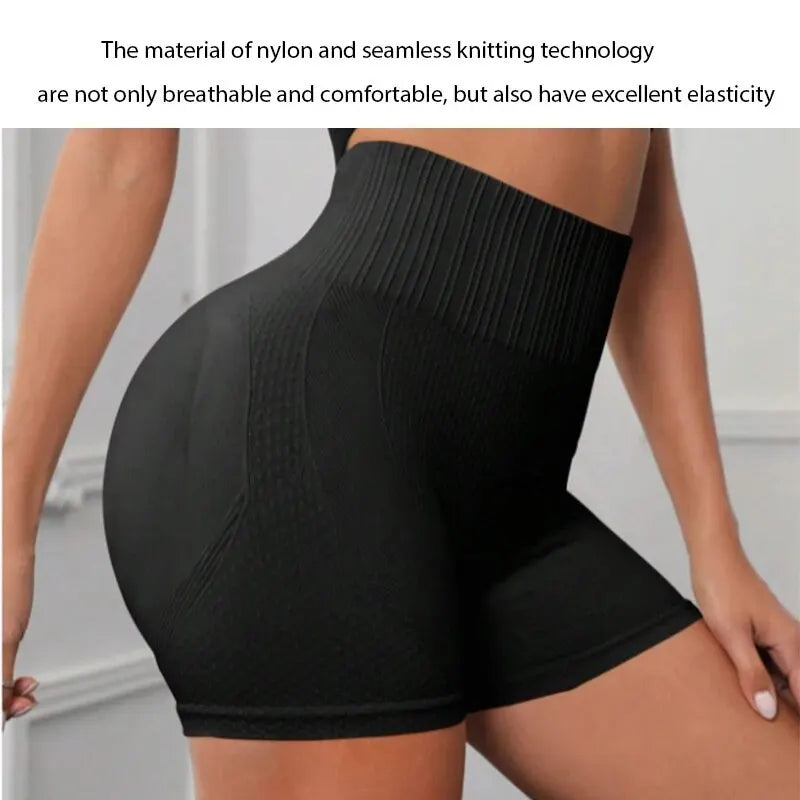 Women's Seamless 4-Piece Yoga Shorts High-Waisted Hip Lift Running Fitness Shorts