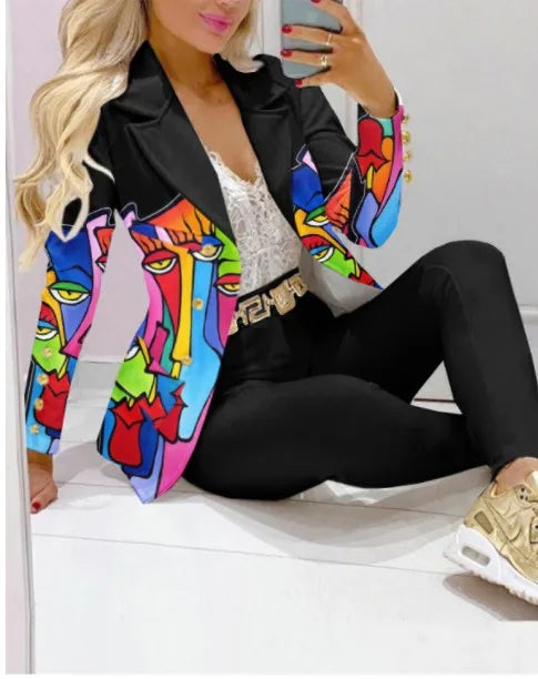 NEW Arrivals 2PCS Set S=2XL 11 Patterns/Colors Luxury Italian Suit Coat + Pants Set Evening Business Office Lady Fashion Elegant Long Sleeve Top Trousers Formal Outfit  Ladies Luxury Fashion Clothing Supplies