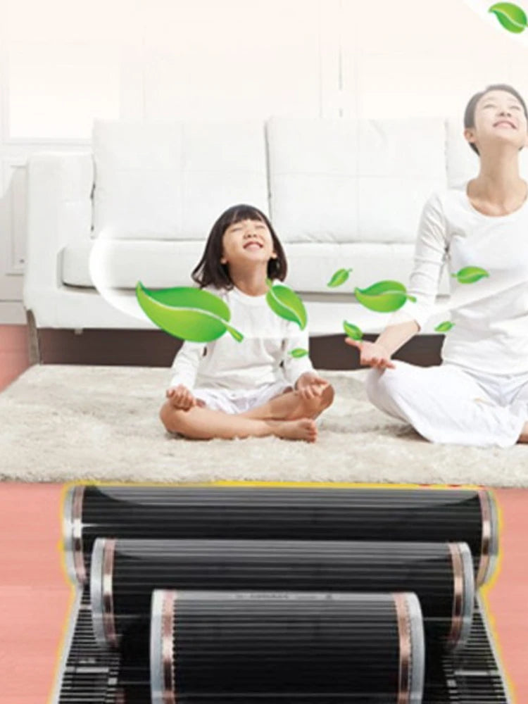 NEW All Sizes 220V 50cm Width x 400cm Healthy Floor Heating Infrared Underfloor Heating Carbon Film Heater Electric Floor Warming Mat 220W