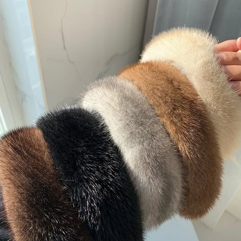 10 Colors Hot Sale Women Luxury winter 100% Real Mink Fur Headbands High Quality Real Fur Hair Band Lady Fashion Hair Hoop Furry Gift