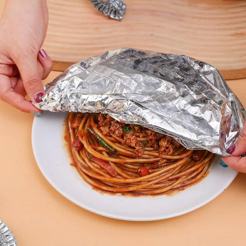 NEW 60 PCS Set Aluminum Foil Bowl Cover Kitchen Food Preservation Wraps Reusable Aluminum Foil Film Covers Picnic Fresh-Keeping Bags for Outdoor Travel Camping