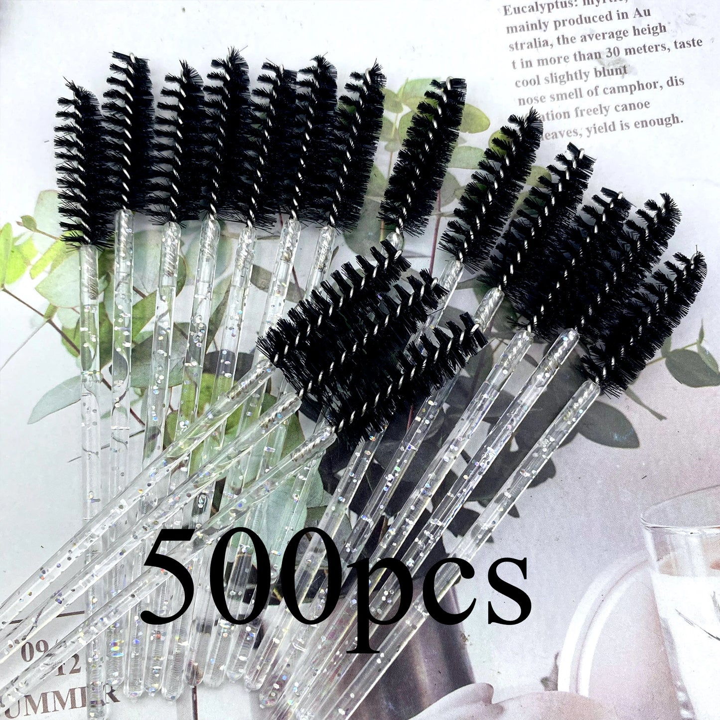 NEW Arrivals 500 PCS Set Eyelashes Brush Crystal Diamond Handle Make-Up Brush Mascara Wands Eyelash Extension Tool Supplies Applicator Spoolers Women Girls Cosmetic Accessories